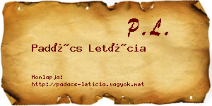 Padács Letícia névjegykártya